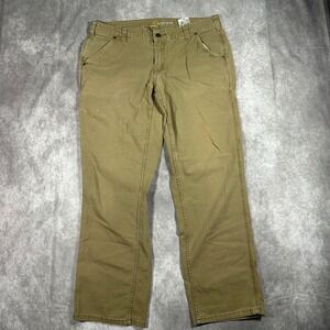 Carhartt Tan Canvas Work Pants Womens 14 Regular Original Fit Utility Workwear